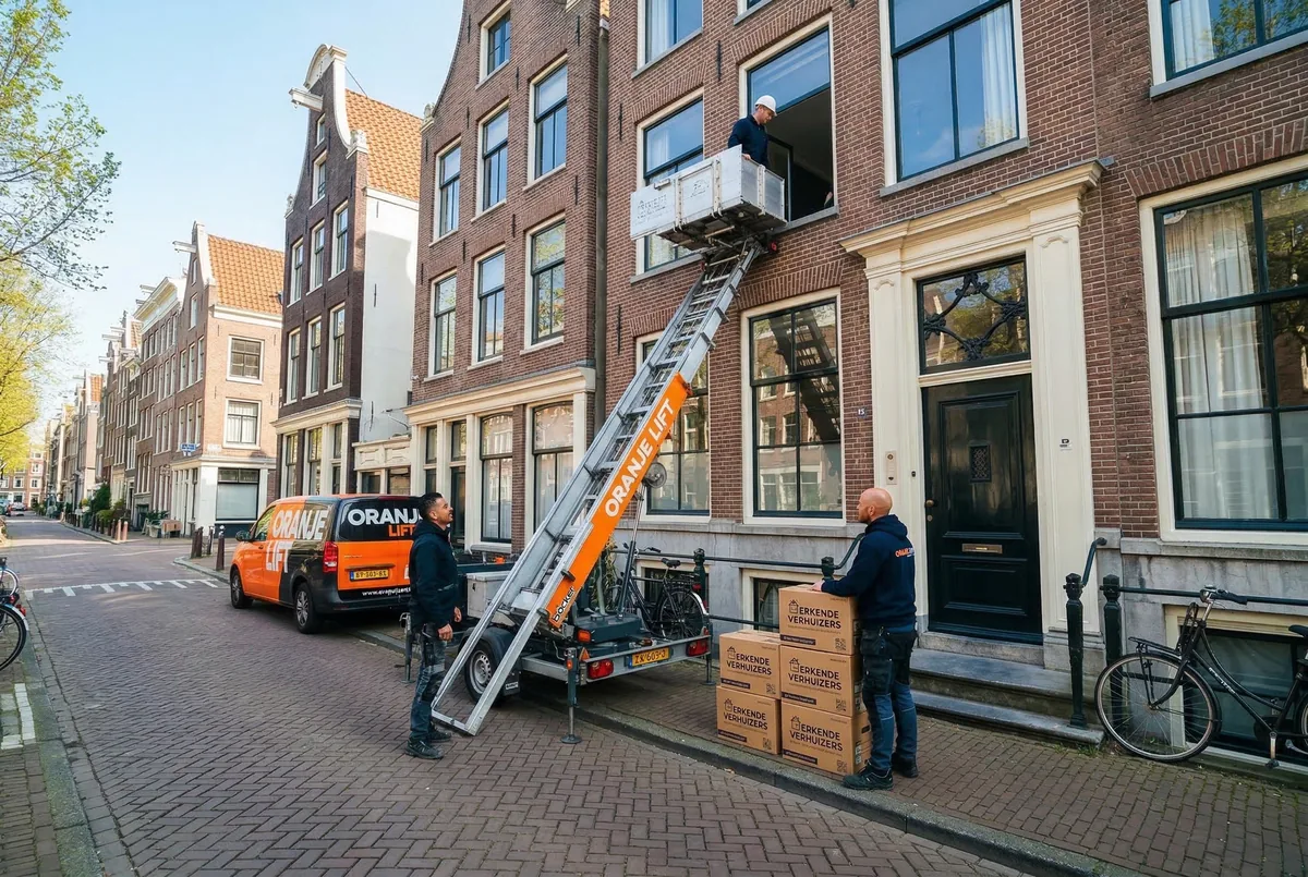 Compacte aanhangerlift in smalle straat Breda
