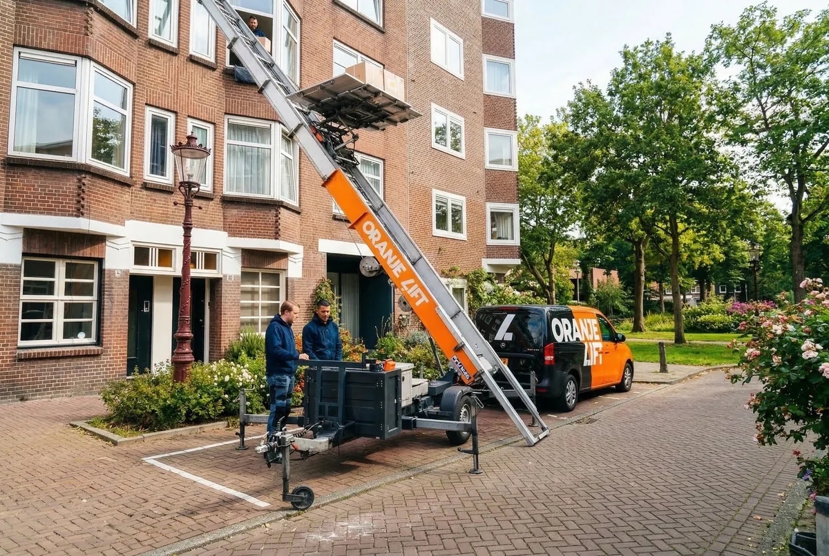 Aanhangerlift in gebruik bij appartement